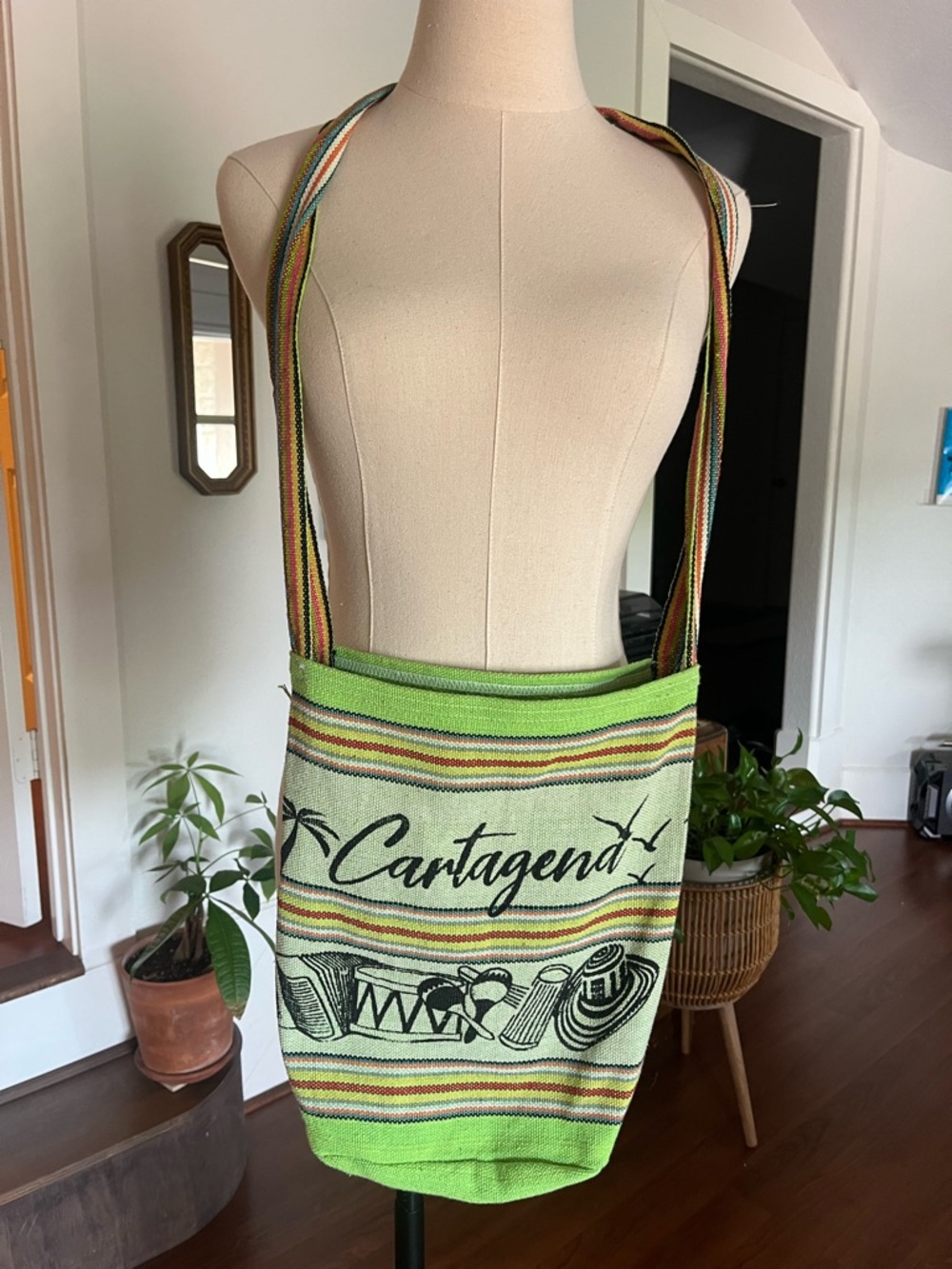 Cartagena Green Woven Crossbody Bag